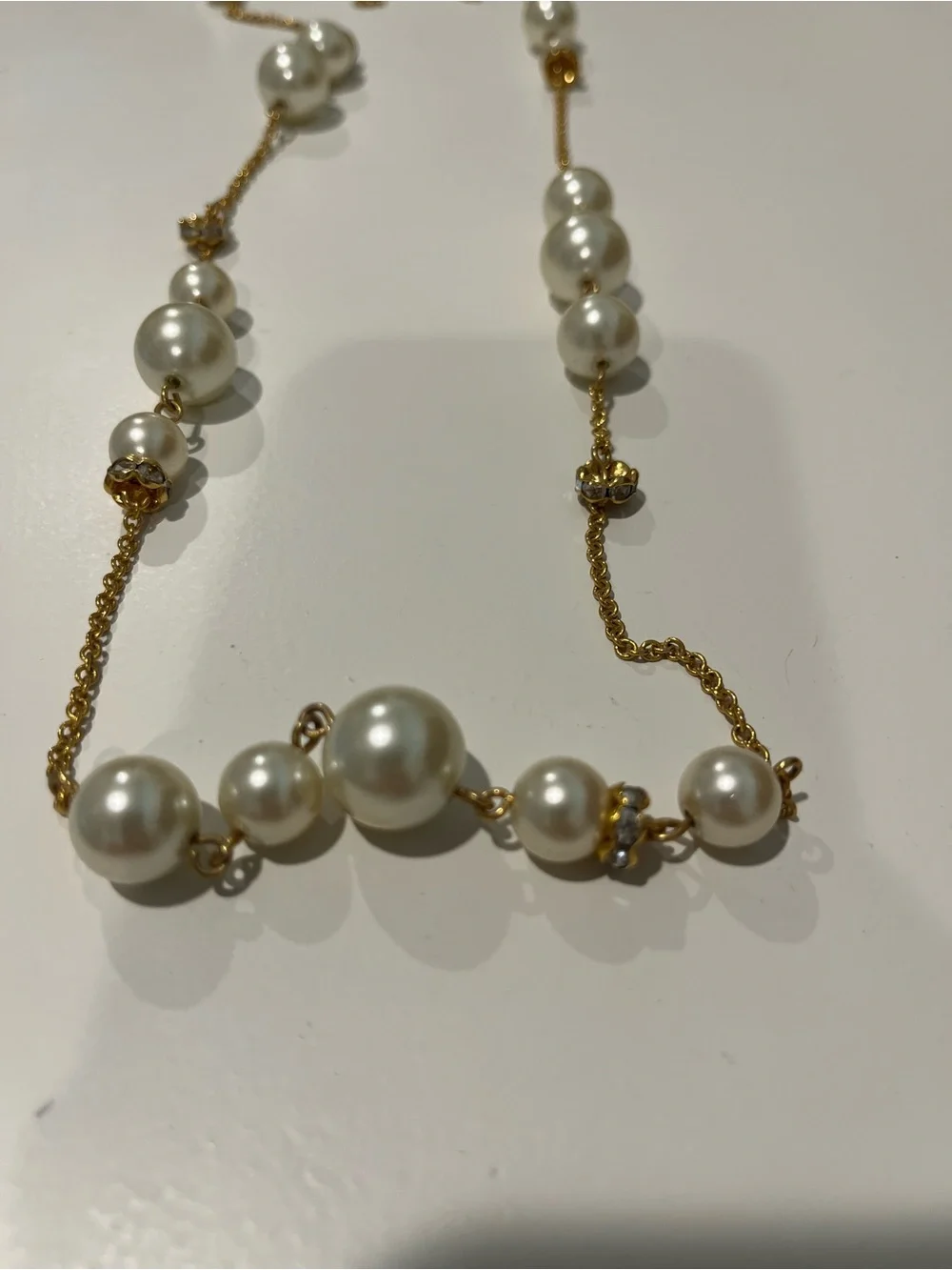 J. Crew Gold-tone Chain Necklace with Cream Pearls